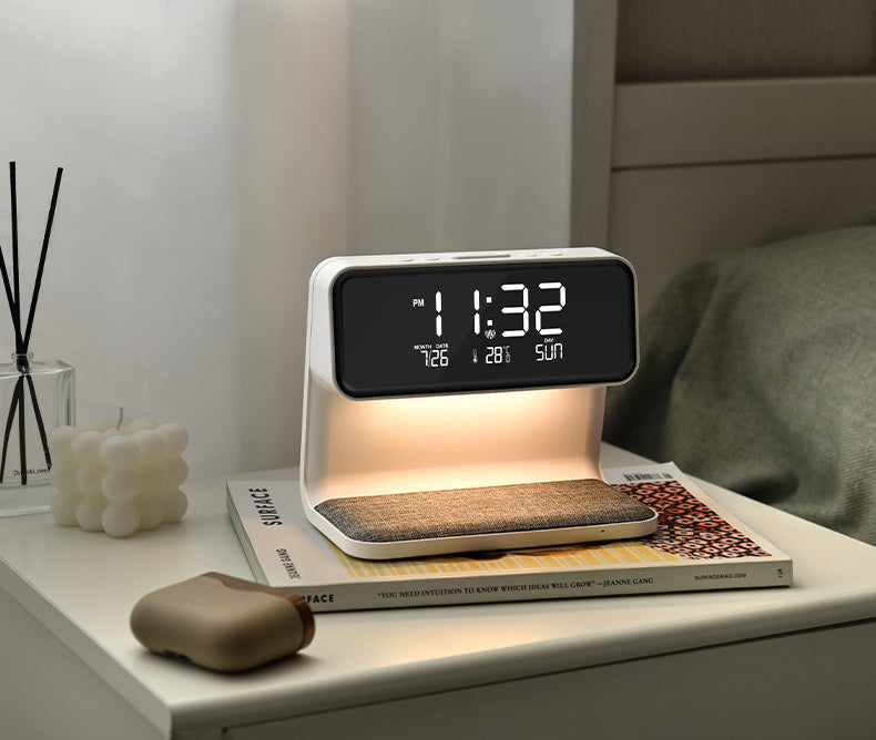 Wireless charger lamp clock office accessories