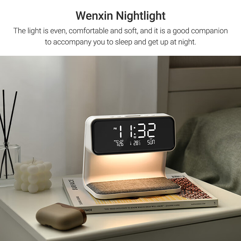 Multifunction Wireless Charger Lamp With Clock