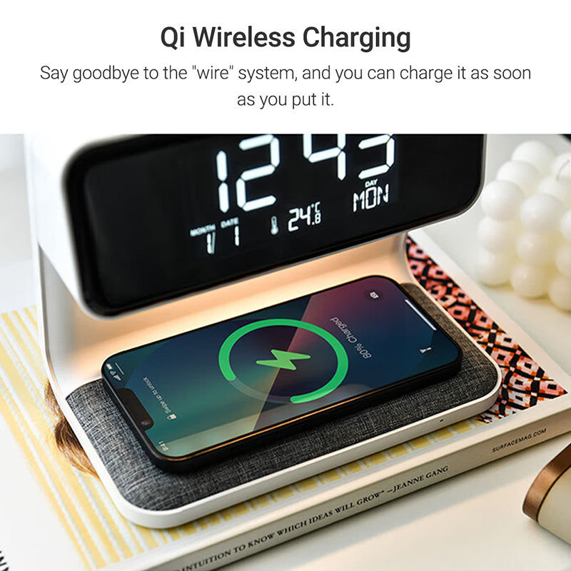 Multifunction Wireless Charger Lamp With Clock